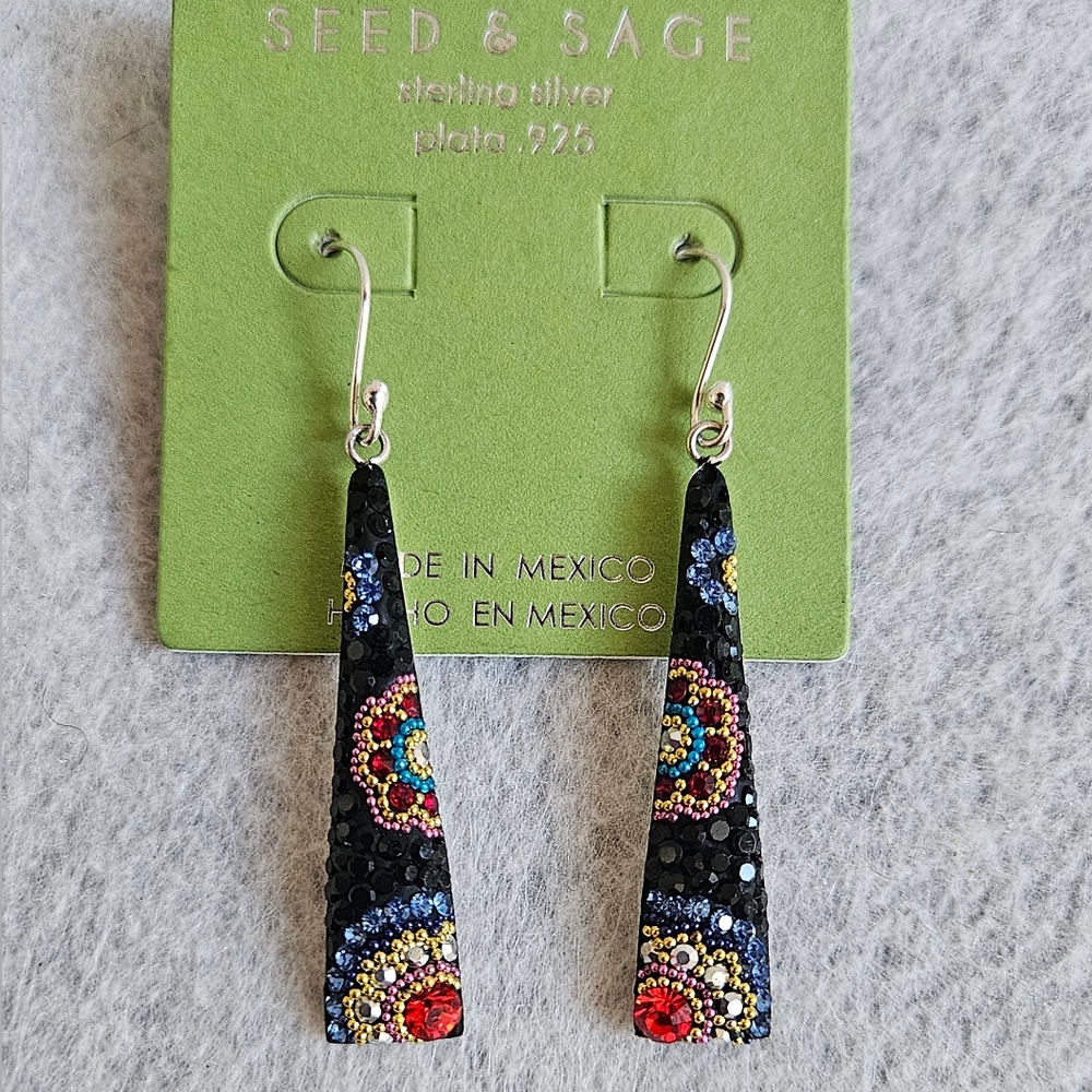 Seed & Grace Colorful Beaded Sterling Silver Earrings
